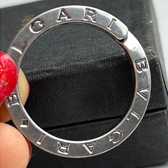 Auth. BVLGARI BVLGARI KEYRING silver 925  unisex minimalist logo w. Box - Picture 11 of 16